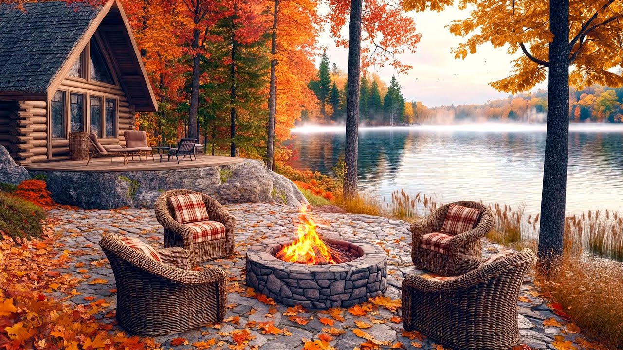 Autumn Lakeside Getaway Cozy Cabin, Fire Pit & Nature Sounds for ...