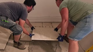 Laying Large Limestone Tiles - Portugal Property Renovation