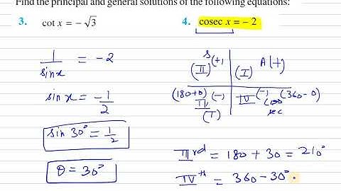 Chapter-3 Trigonometric ex 3.4 Q4|| Find the general and principal solution of cosex x=-2