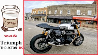 Coffee run on the Triumph Thruxton RS Cafe Racer