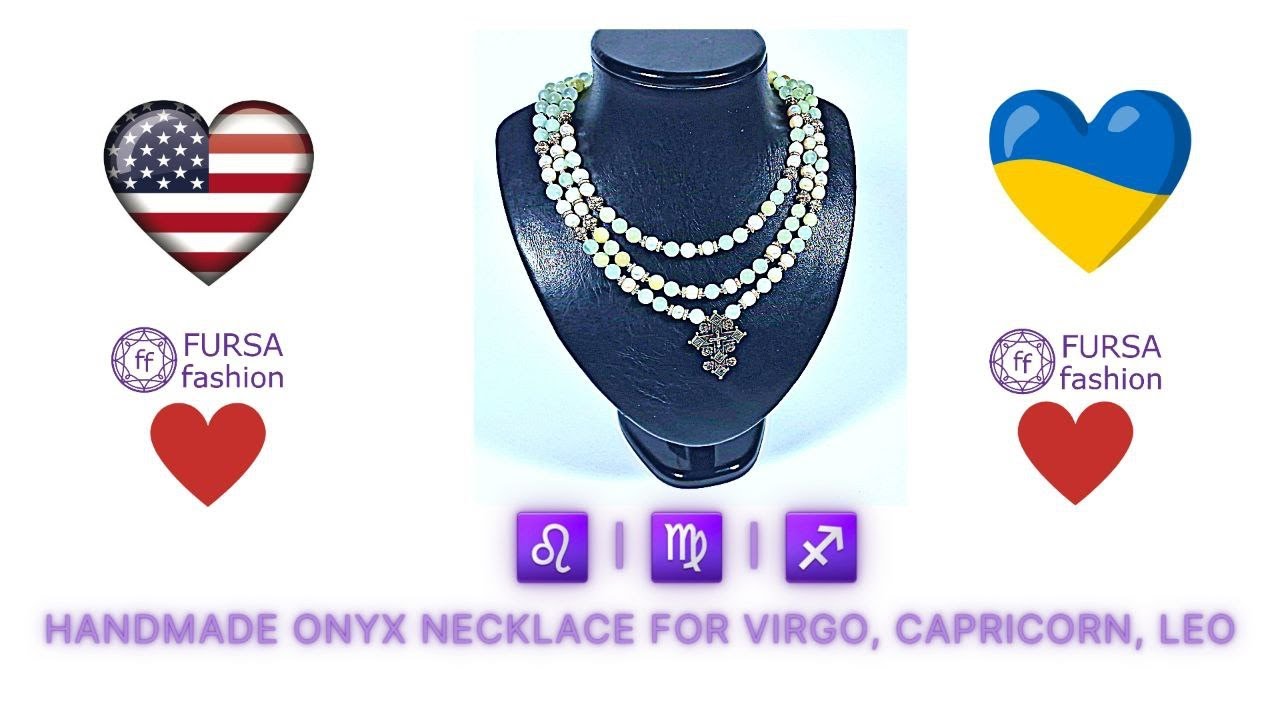 FURSA fashion handmade necklace made of onyx stone Virgo, Capricorn