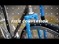 Vintage Road Bicycle to Fixie Conversion - Raw Steel Fixed Gear Bike