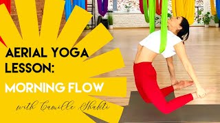 40 min Aerial Yoga Morning Flow Workout | Beginner - Intermediate Class | Oro Joga | CamiyogAIR