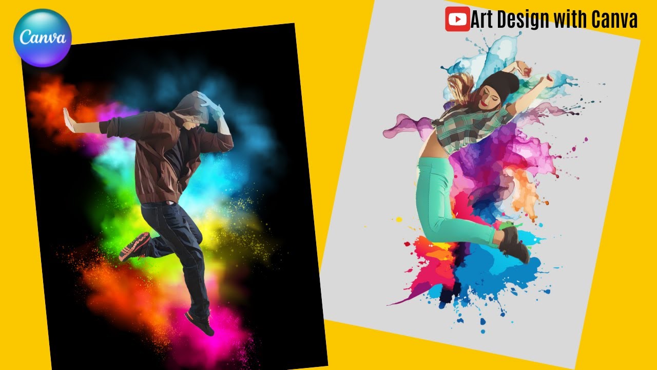 Canva Tutorial Digital Art Turn Photo into Watercolor Splash Art - YouTube
