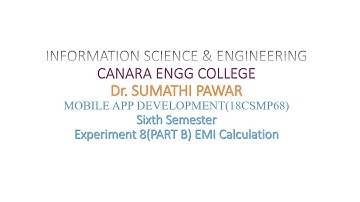 VTU Android 18CSMP68 M2 L8 Experiment 8 PART B  -EMI Calculation
