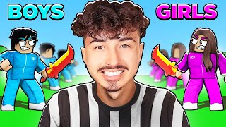 Girl clan VS  Boy clan In Roblox BedWars!