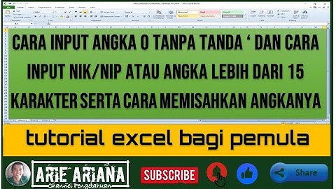 input nip, input nik tanpa tanda petik di excel