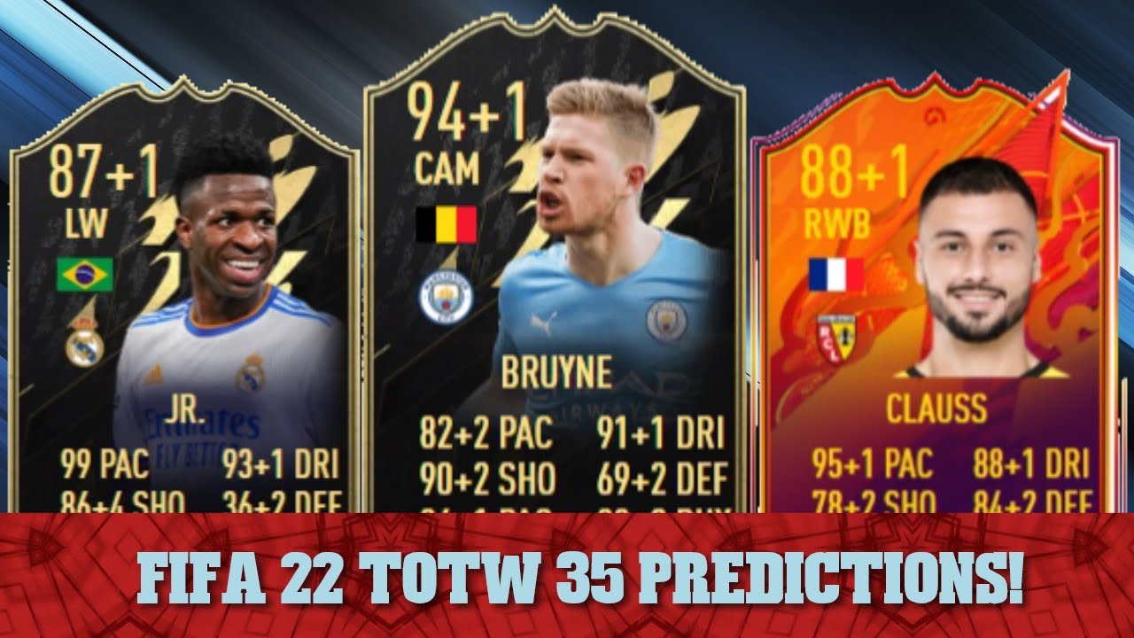 FIFA 22 TOTW 35 PREDICTIONS FT. 🇧🇪 DE BRUYNE, 🇫🇷 CLAUSS ANS 🇧🇷 VINICIUS JUNIOR