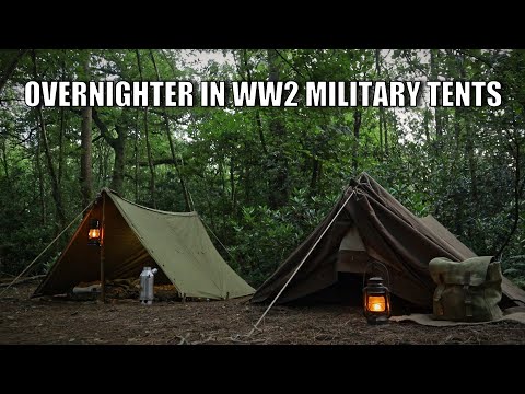 wild camping with authentic vintage ww2 military canvas tents 