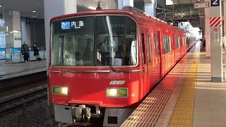 【4K】名鉄常滑線から河和線 3500系 急行内海行き 太田川駅到着から発車まで