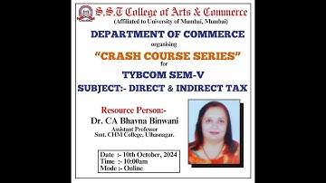 Crash Course Series  Direct and Indirect Taxes  TYBCOM (Sem V)