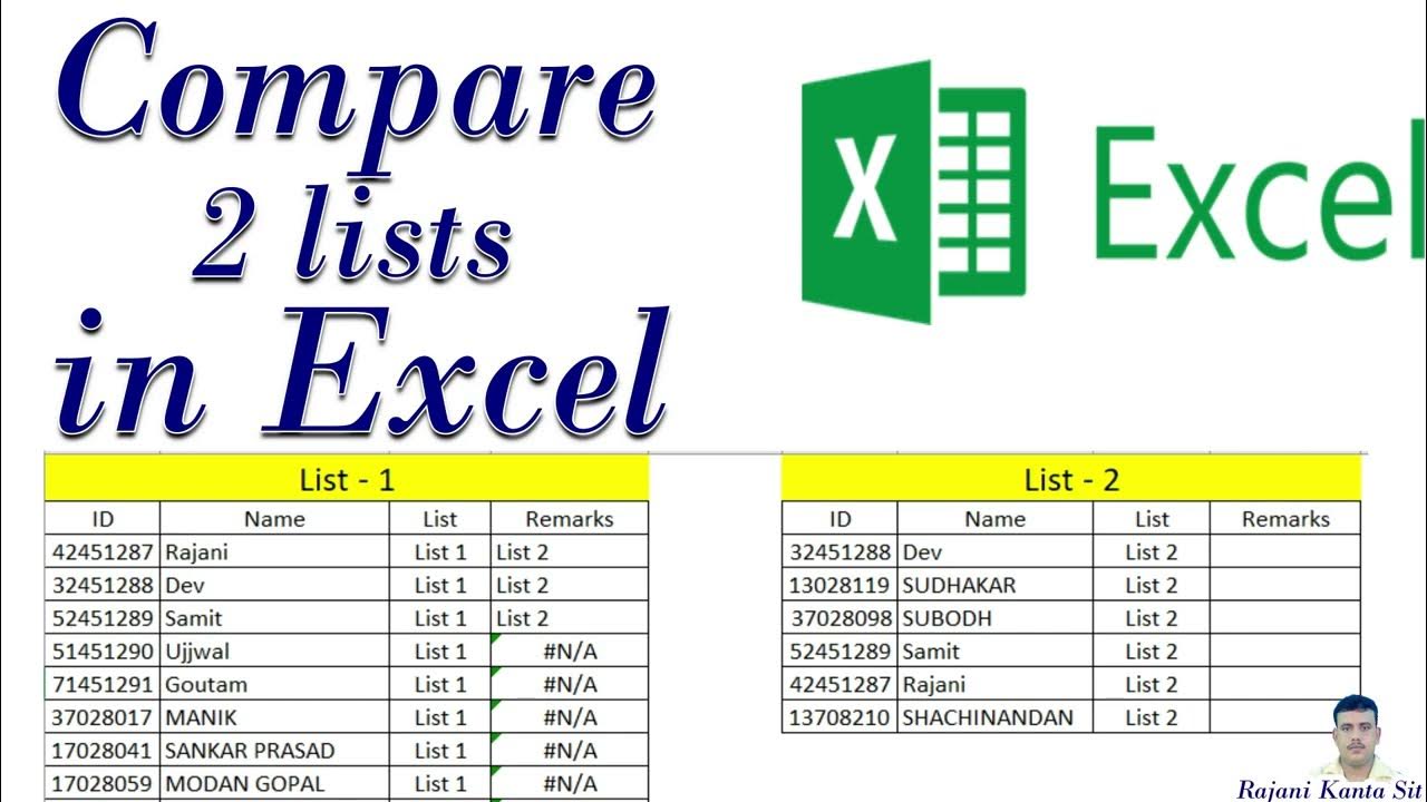 Compare two lists in Excel - YouTube