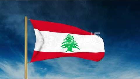 Lebanon Flag Slider Style. Waving In The Win With Cloud Background Animation