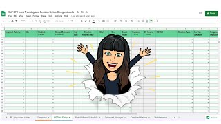 SLP CF Timesheet for session notes and counting hours for Google Sheets