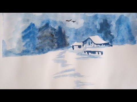     تعليم رسم منظر طبيعي لفصل الشتاء