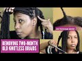 TAKING OUT 2 MONTH OLD KNOTLESS BRAIDS 😱  Remove BUILD UP | Naturally Kailz