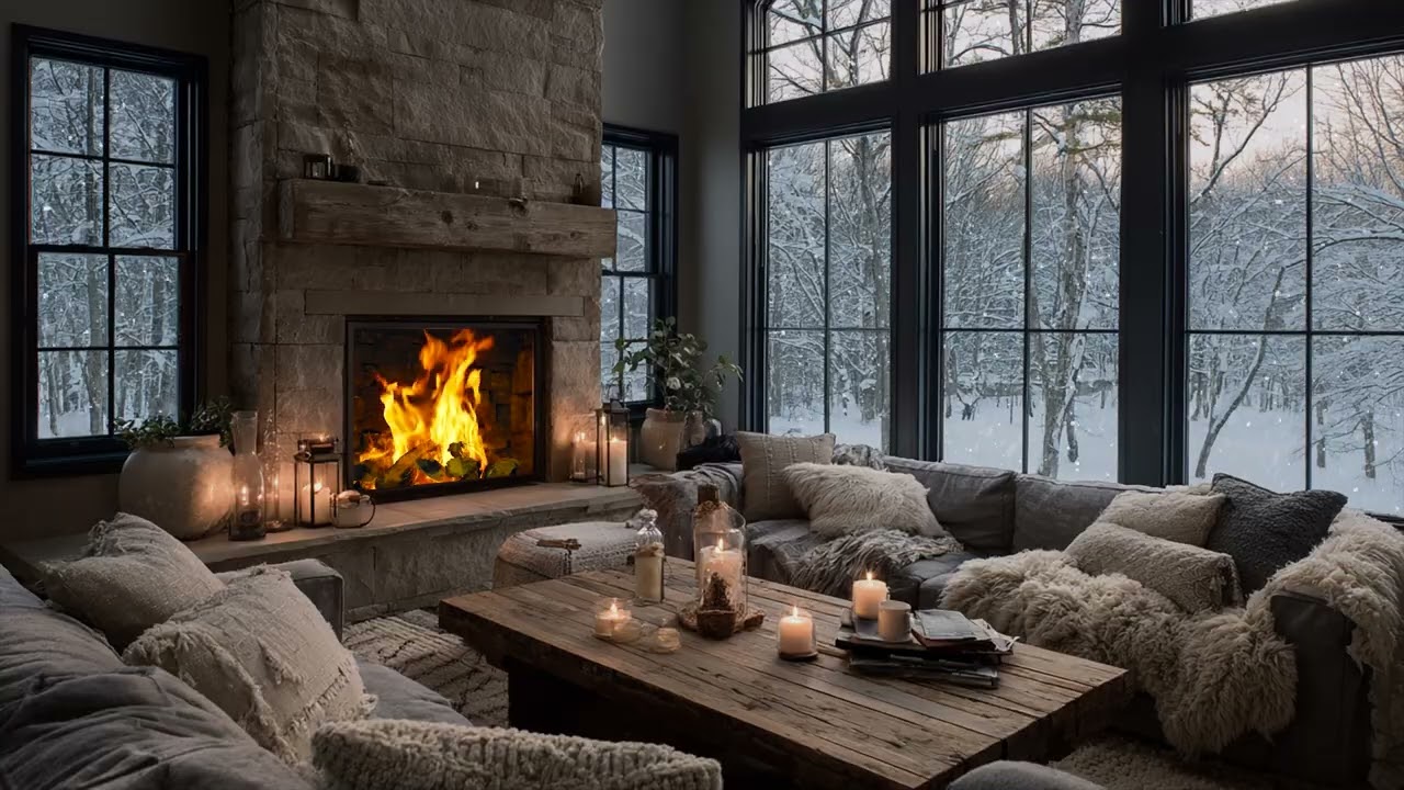 Gentle snowfall at the window 🌨️ a peaceful night wrapped in warmth and still comfort