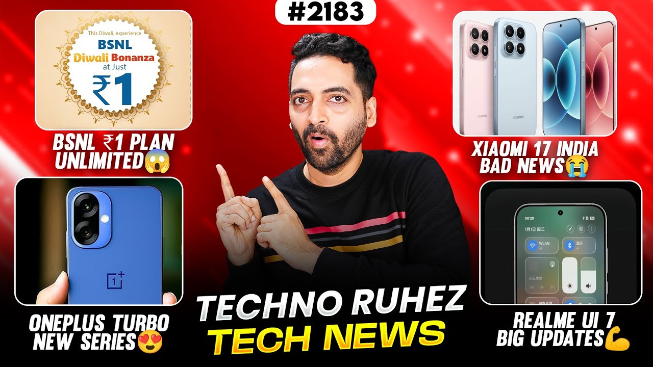 BSNL ₹1 Unlimited Plan😱,OnePlus Turbo Phone😍,Xiaomi 17 Bad News India,realme UI 7 Launch