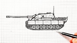 How to draw a tank on the cell | Drawing lessons