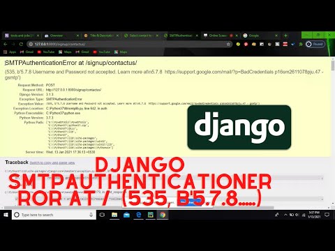 Django SMTPAuthenticationError at /  (535, b'5.7.8 Username and Password not accepted)