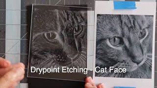 Drypoint Printing on Plexiglass - Cat Face