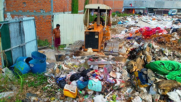 Amazing New Actions!! Delete Garbage Dump Huge Size By Skill Dozer Clear, Pushing Trash Into​ Water