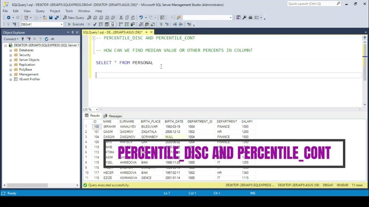 PERCENTİLE DİSC AND PERCENTİLE CONT YouTube