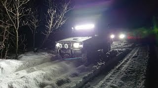 Night Drive In Snow With Two Pajero