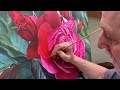 Direct overpainting demonstration using three different reds to model rose petals