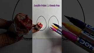 Easter Eggs painting!😄Acrylic Paint Vs Brush Colour 🎨#art #creative #shorts #satisfying