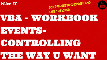 Learn Excel- Video 13- VBA Workbook Event- Selection change