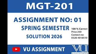 MGT201 Assignment No 01 Solution 2026  Solution || BY VU ASSIGNMENT ||