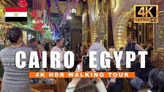 Cairo Egypt Walking Tour | Ramadan Night in Khan el-Khalili Market | 4K HDR 60fps