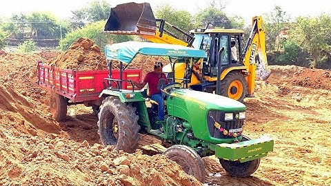 Jcb 3dx Eco Xpert Loading Mud In John Deere 5045d And Mahindra Yuvo 574di | Tractor Loading Mud