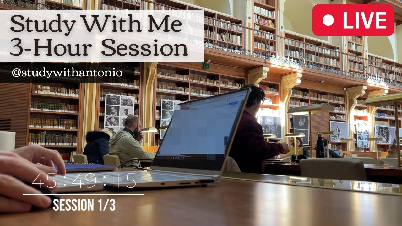 3HOUR STUDY WITH ME, Library Ambience Study With Antonio, 5010