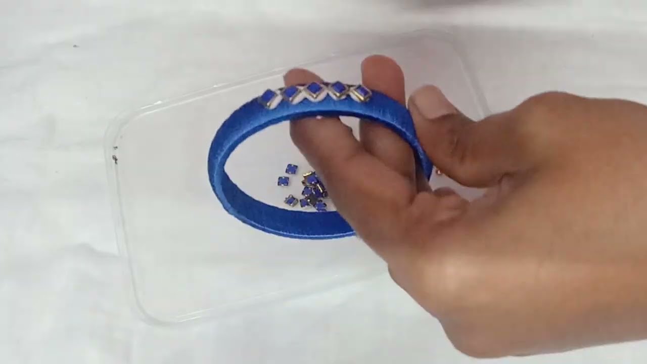 Light blue silk thread bangle design /kundan stone bangles making with matching hair clip