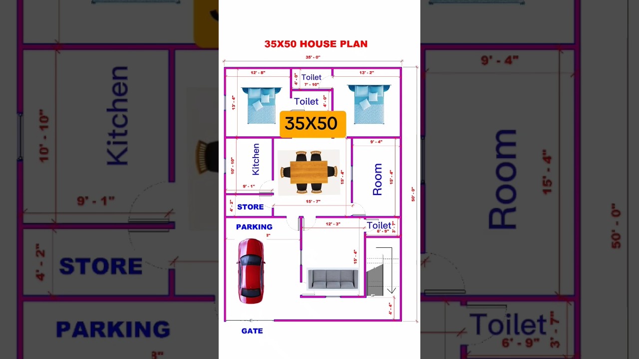 35 By 50 Ka Naksha | 35 By 50 Ka Makan Ka Naksha | 35X50 House Plans 