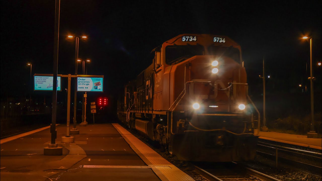 (Horn show!) CN train A434 east at Mount Pleasant with CN 5734 & CN ...
