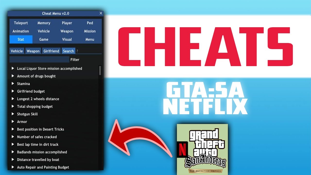 All Cheats for GTA San Andreas Netflix Edition