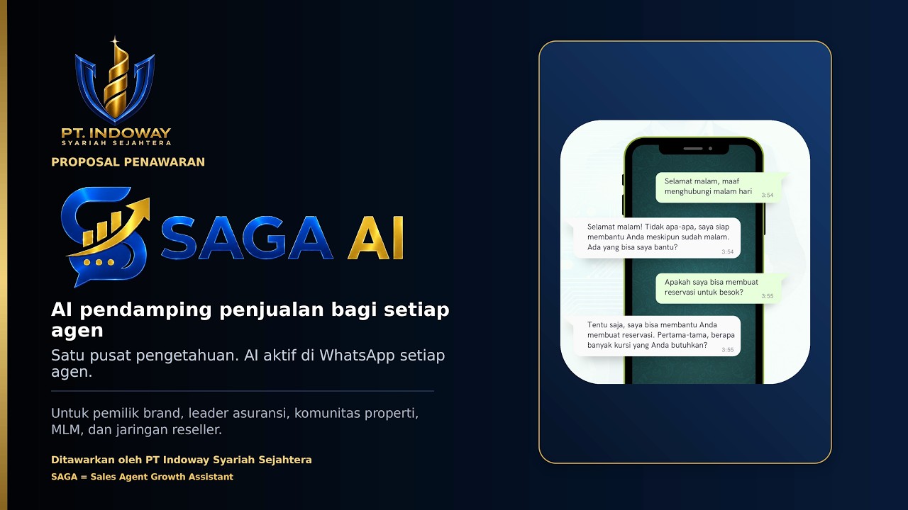 SAGA AI: AI Pendamping Penjualan di WhatsApp Setiap Agen | PT Indoway Syariah Sejahtera