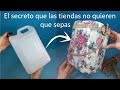 Cómo PLASTIFICAR tela sobre bote de plástico con RECETA CASERA / Hermoso trabajo de manualidades DIY