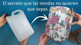 Cómo PLASTIFICAR tela sobre bote de plástico con RECETA CASERA / Hermoso trabajo de manualidades DIY