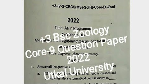 +3 (Bsc) 4th Semester Zoology Core-9 Question Paper 2022 || Utkal University ||