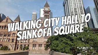 Downtown Toronto Walking Tour 🚶♂️ City Hall to Sankofa Square via Bay Street & Dundas