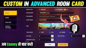 Custom In Advanced Room Card | Ab Enemy Se Baat Karo 😯 #freefirenewupdate