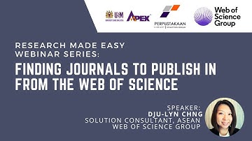 #usm Research Made Easy Webinar: Finding Journals to publish in from the Web of Science