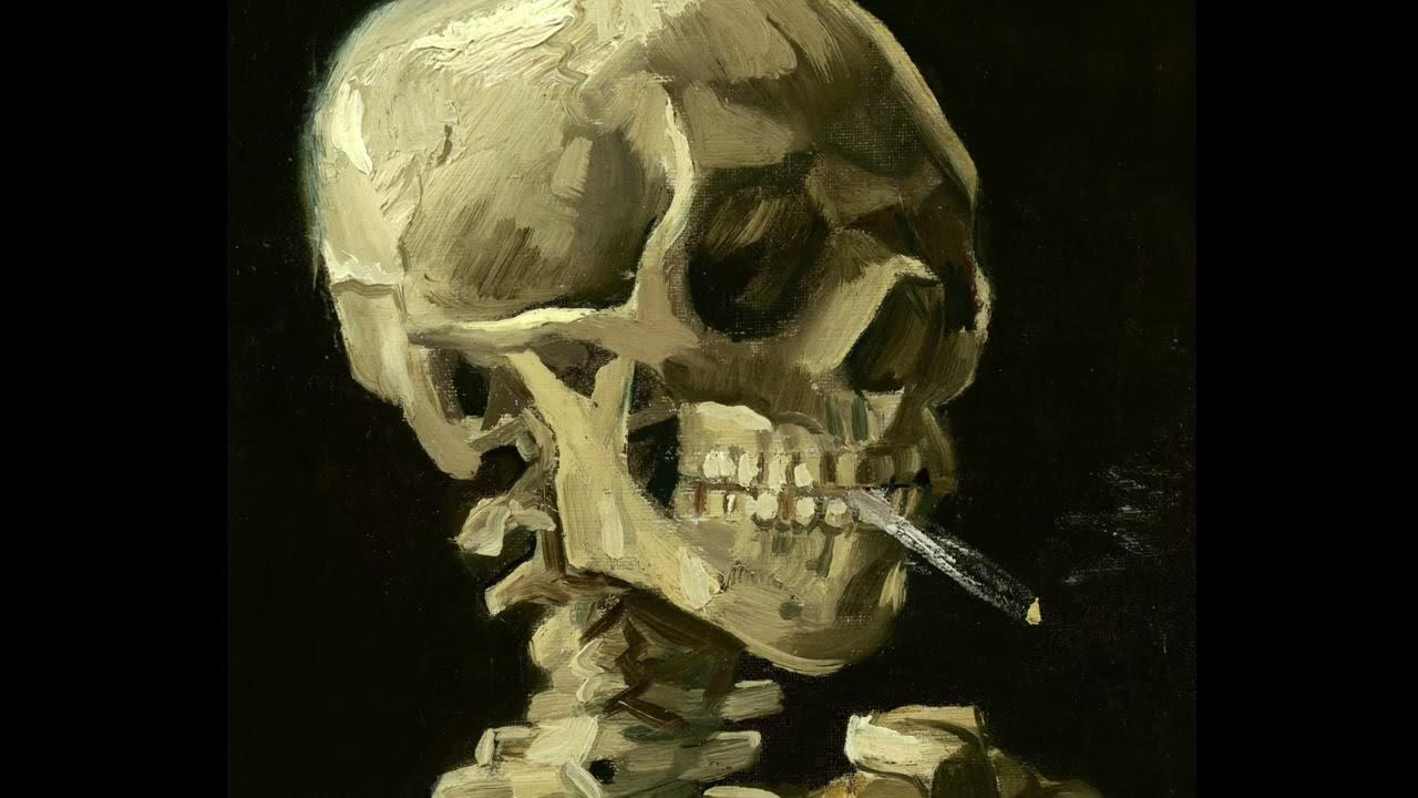 Ван гог картины скелет. Череп скелета с горящей сигаретой винсента ван гога 1885-1886. Винсент ван гог череп с горящей сигаретой. Ван гог курящий скелет. Винсент ван гог скелет с сигаретой.