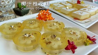 晶莹通透|椰汁桂花糕|Coconut Osmanthus Jelly | 桂花果冻| How to make osmanthus jelly | Agaragar Jelly| EN/CH SUB