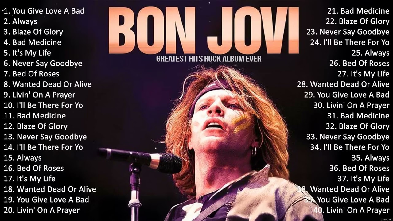 Bon Jovi Greatest Hits ~ Rock Music ~ Top 10 Hits of All Time