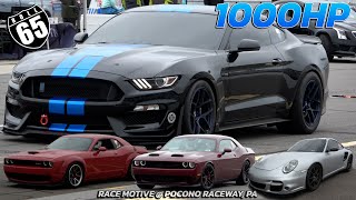 Shelby GT350 vs Hellcat, Porsche 911 Turbo, BMW M3 Competition, BMW 135i 65mph Roll start